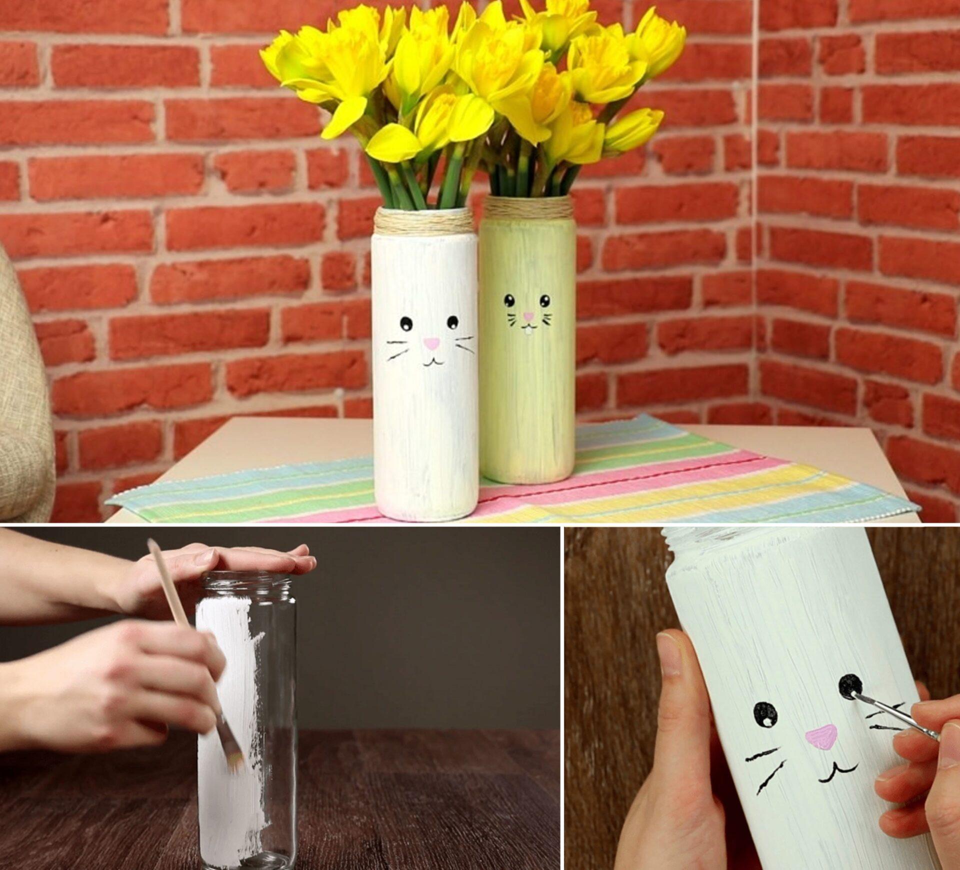 πασχαλινή-κατασκευή-με-βάζα-τέμπερες-και-σπάγκο-λαγουδάκι-