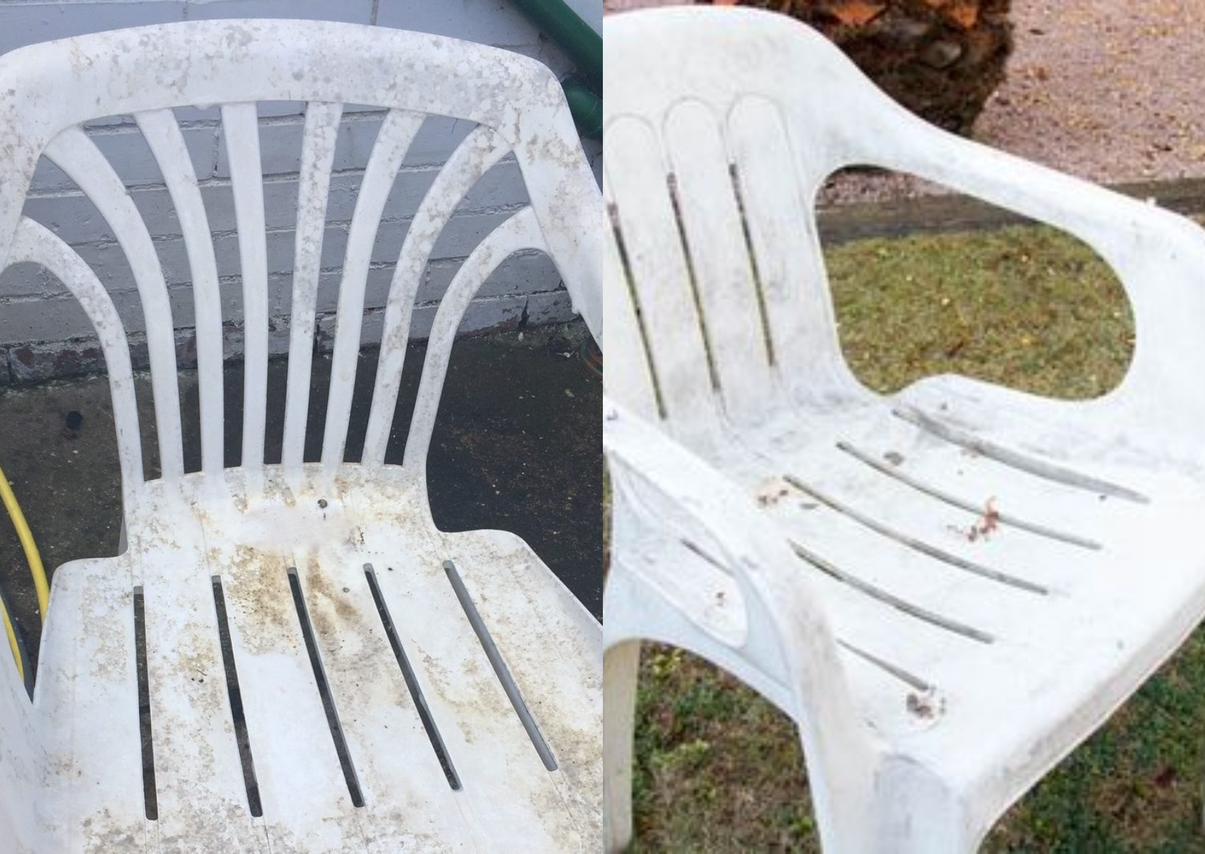 Κιτρινίλες και βρωμιά από λάσπες και σκόνη στις πλαστικές καρέκλες κήπου: Πως να τις κάνετε ολόλευκες σαν καινούριες 