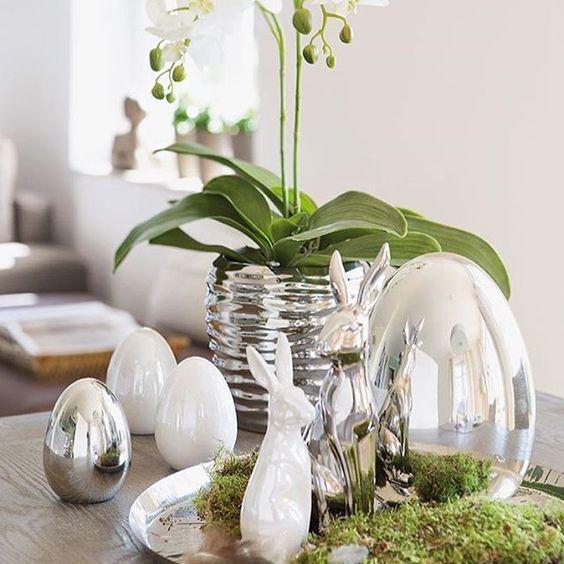 πασχαλινά-διακοσμητικά-με-ασημί-αυγά-και-λαγουδάκια-ιδέες-