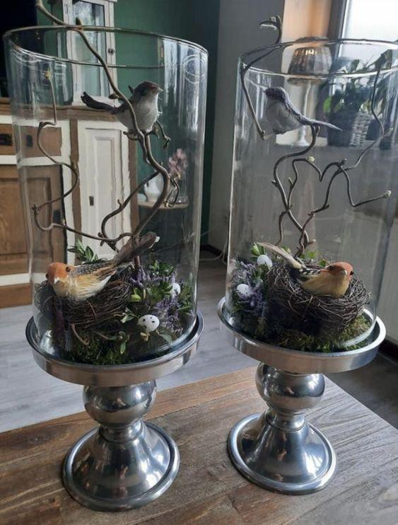 πασχαλινά-διακοσμητικά-με-μεταλλικές γυάλες-και-πουλιά-ιδέες-