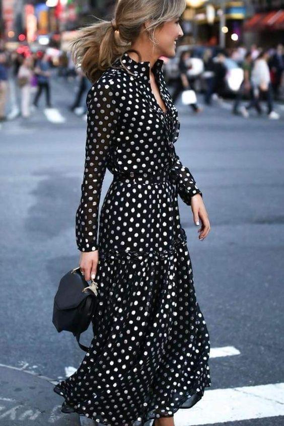 πουά-μαύρο-μάξι φόρεμα-ιδέες- πουά-μαύρο-μάξι φόρεμα-ιδέες-