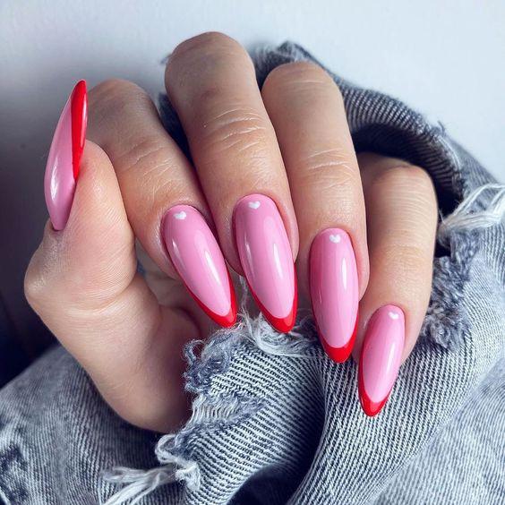 γαλλικό-μανικιούρ-σε-ροζ-και-κόκκινο-χρώμα-ιδέες-