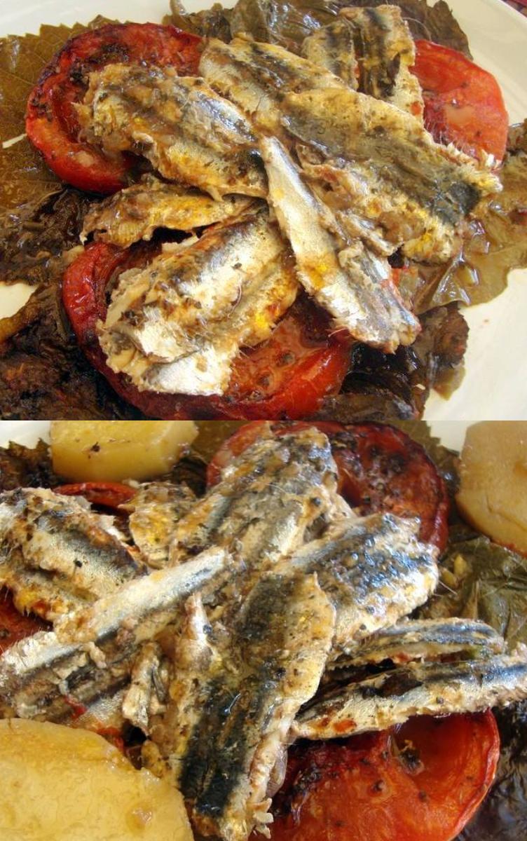 Κυριακή των Βαΐων-γαύρος πλακί-στα-αμπελόφυλλα-συνταγή- Κυριακή των Βαΐων-γαύρος πλακί-στα-αμπελόφυλλα-συνταγή-