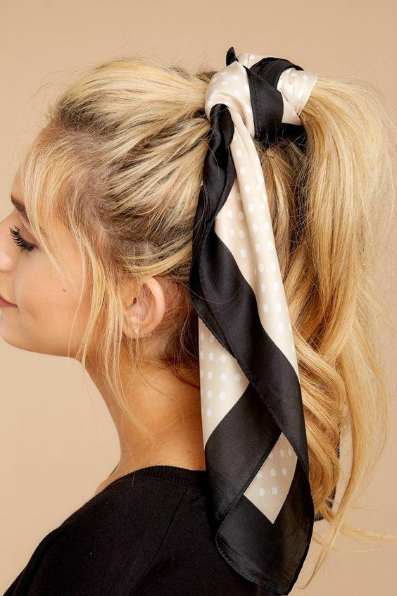 Ιδέες-για-να-φορέσεις-το-μαντήλι-στα-μαλλιά-ponytail-αλογοουρά