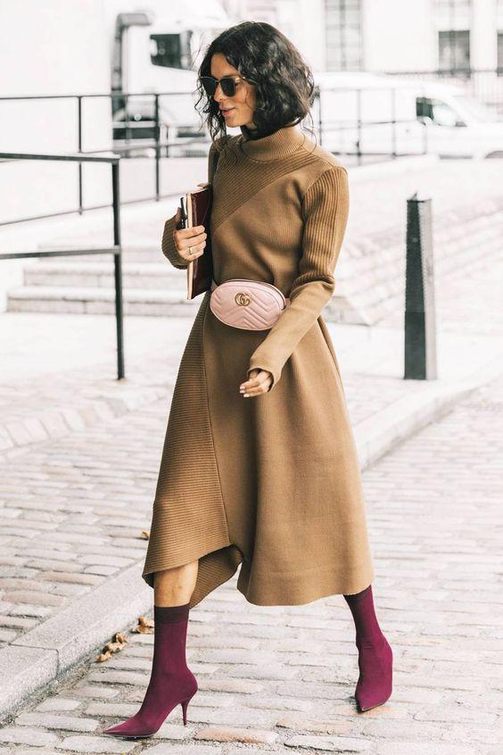 Ιδέες-για-Φθινοπωρινά-outfits-για-το-γραφείο-μονόχρωμο-φόρεμα-και-μποτάκια Ιδέες-για-Φθινοπωρινά-outfits-για-το-γραφείο-μονόχρωμο-φόρεμα-και-μποτάκια