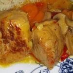 Χοιρινό με κάρυ μανιτάρια και ρύζι