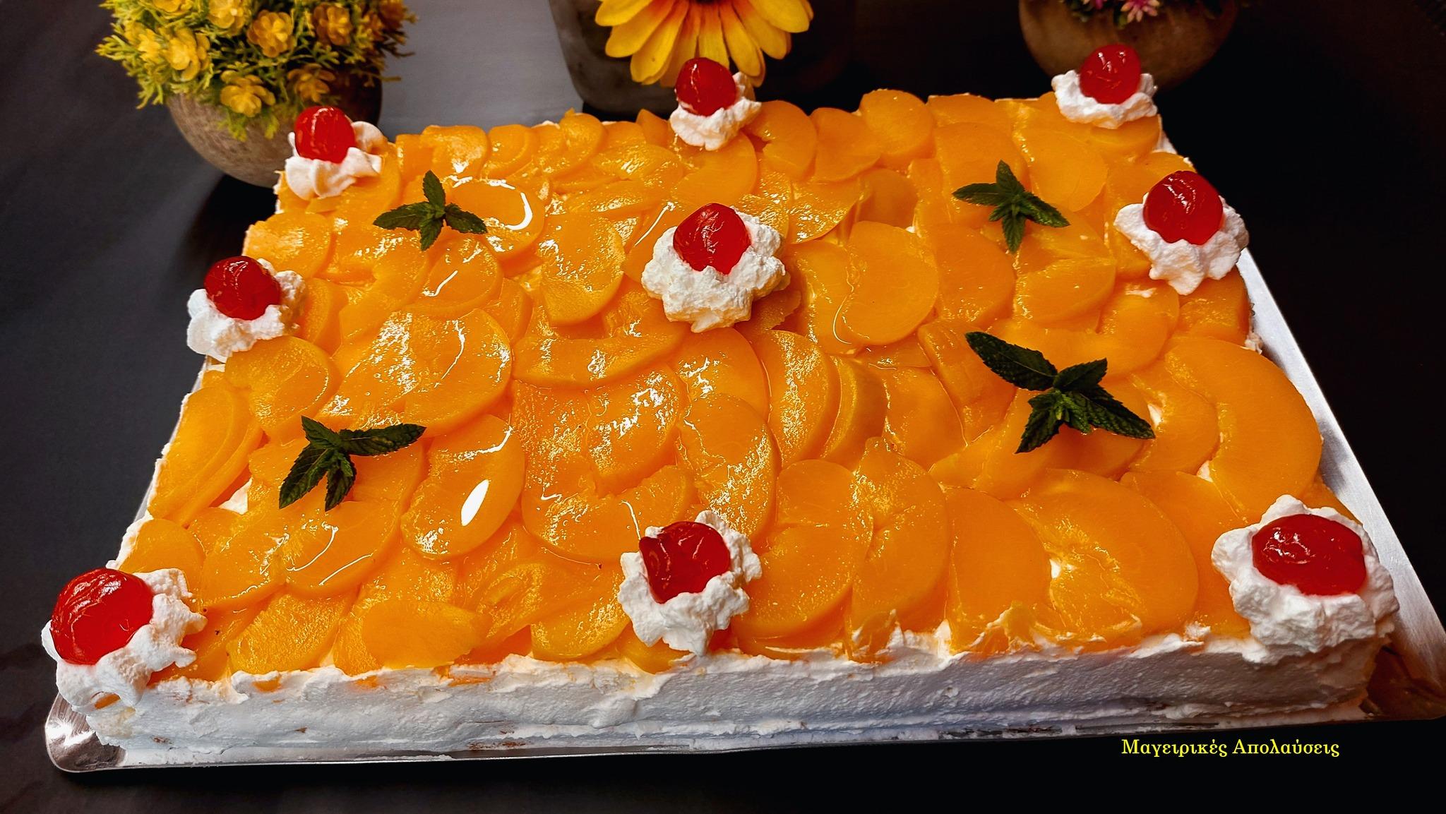 συνταγή-για-γλυκό ψυγείου-με-κρέμα μιλφέιγ-και-ροδάκινα- συνταγή-για-γλυκό ψυγείου-με-κρέμα μιλφέιγ-και-ροδάκινα-