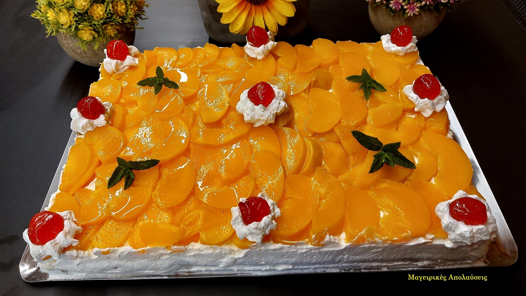 συνταγή-για-γλυκό ψυγείου-με-κρέμα μιλφέιγ-και-ροδάκινα- συνταγή-για-γλυκό ψυγείου-με-κρέμα μιλφέιγ-και-ροδάκινα-