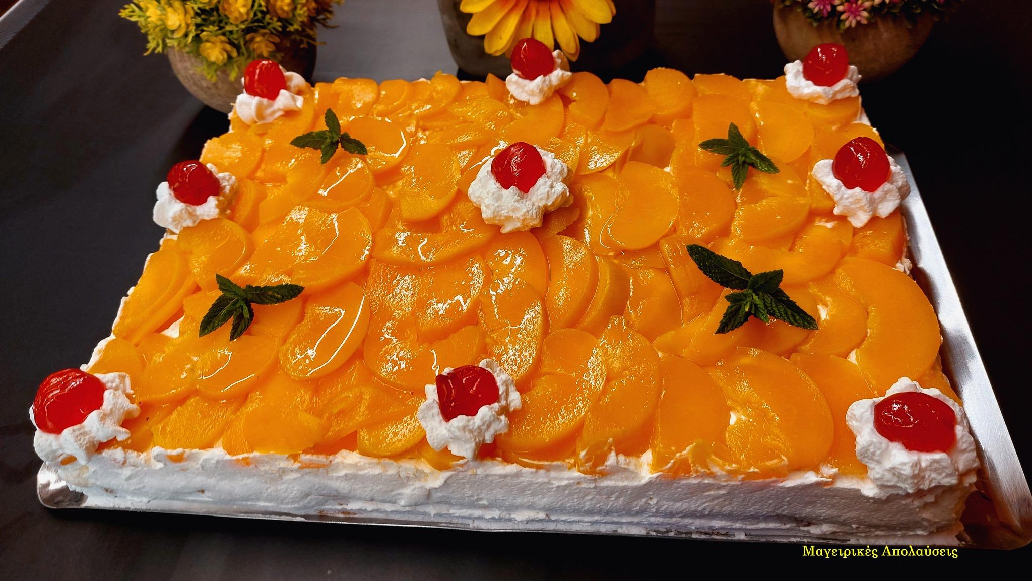 συνταγή-για-γλυκό ψυγείου-με-κρέμα μιλφέιγ-και-ροδάκινα- συνταγή-για-γλυκό ψυγείου-με-κρέμα μιλφέιγ-και-ροδάκινα-