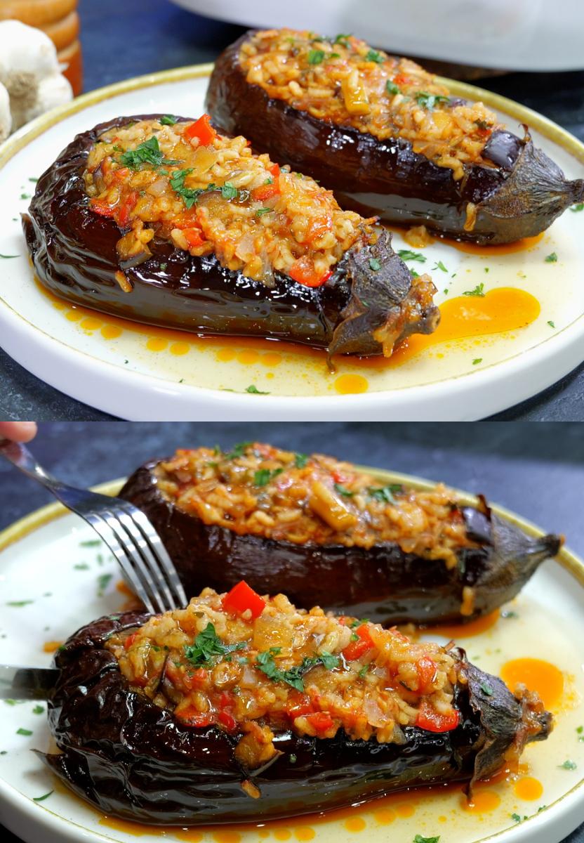 Vegan μεσημεριανό-Γεμιστές μελιτζάνες-συνταγή- Vegan μεσημεριανό-Γεμιστές μελιτζάνες-συνταγή-