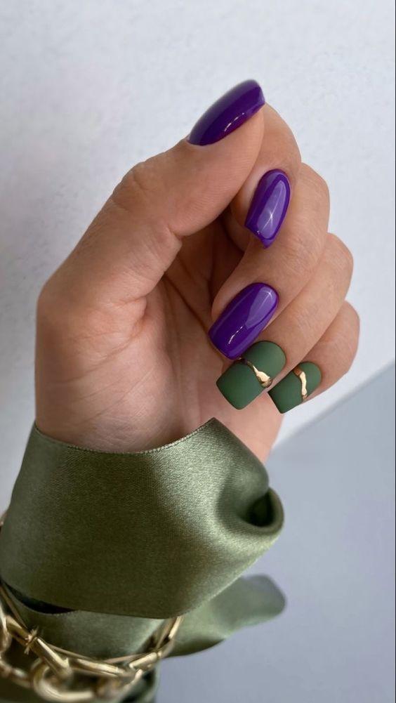 μοβ-και-πράσινα ματ-νύχια-με-χρυσά σχέδια-ιδέες- μοβ-και-πράσινα ματ-νύχια-με-χρυσά σχέδια-ιδέες-