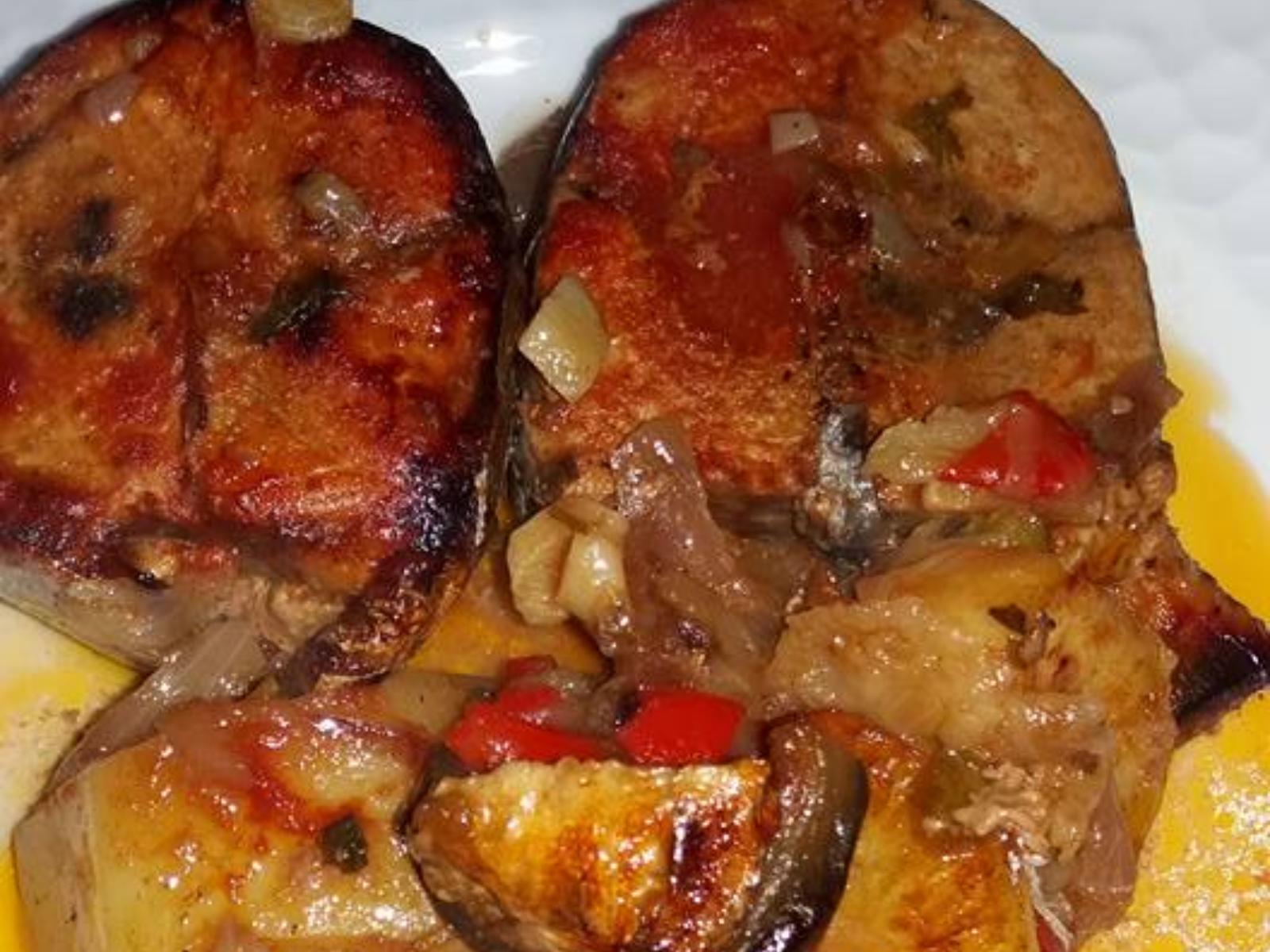 Παλαμίδα στον φούρνο με λαχανικά