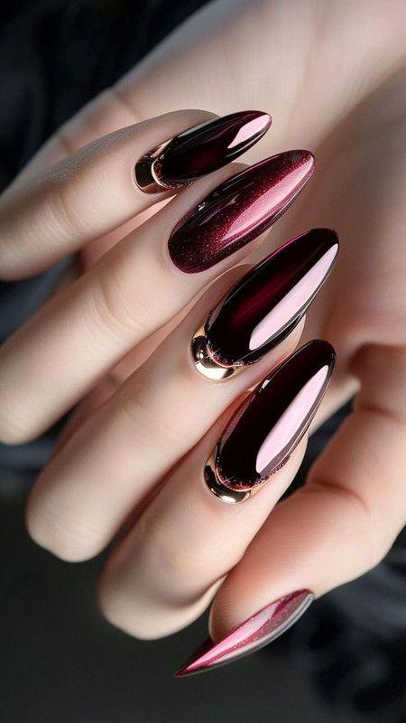 μεταλλικά-χρώματα-σε-red-wine-στα-νύχια-ιδέες- μεταλλικά-χρώματα-σε-red-wine-στα-νύχια-ιδέες-