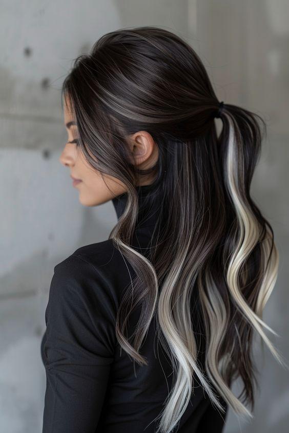 καστανά-μαλλιά-με-λευκές-ανταύγειες-ιδέες- καστανά-μαλλιά-με-λευκές-ανταύγειες-ιδέες-