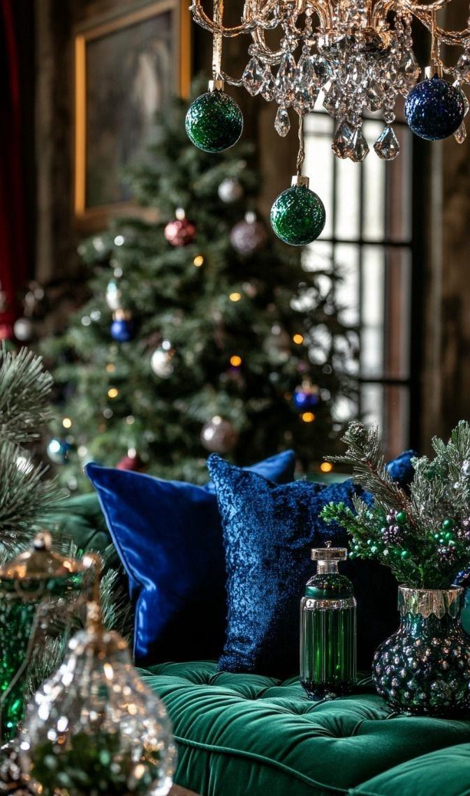 emerald green-και-royal blue-στη-χριστουγεννιάτικη διακόσμηση-ιδέες- emerald green-και-royal blue-στη-χριστουγεννιάτικη διακόσμηση-ιδέες-