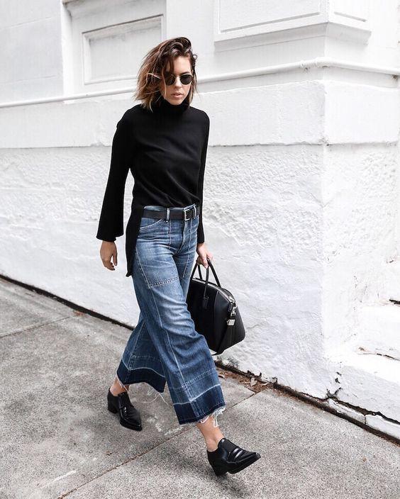 Cuffed jean-με-μαύρη-μπλούζα-ιδέες- Cuffed jean-με-μαύρη-μπλούζα-ιδέες-