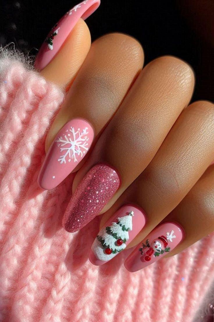 ροζ-χριστουγεννιάτικα νύχια-TikTok nails-trends-Χριστούγεννα 2024-ιδέες- ροζ-χριστουγεννιάτικα νύχια-TikTok nails-trends-Χριστούγεννα 2024-ιδέες-