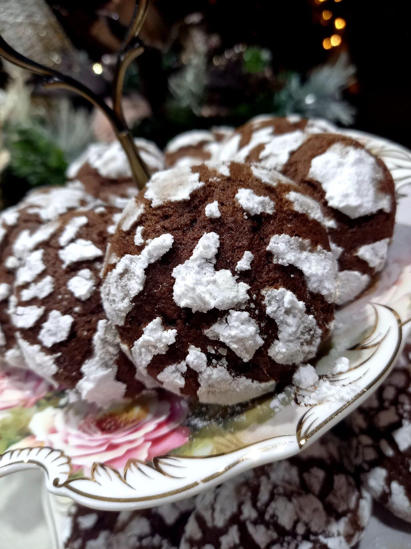 Chocolate-Christmas Crinkle-Cookies-συνταγή- Chocolate-Christmas Crinkle-Cookies-συνταγή-