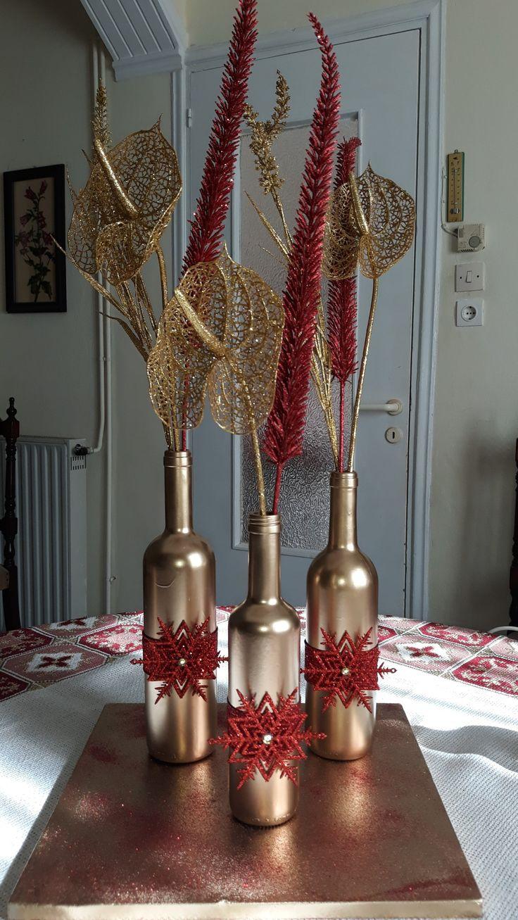 χριστουγεννιάτικα μπουκάλια-με-χρυσό σπρέι-ιδέες- χριστουγεννιάτικα μπουκάλια-με-χρυσό σπρέι-ιδέες-