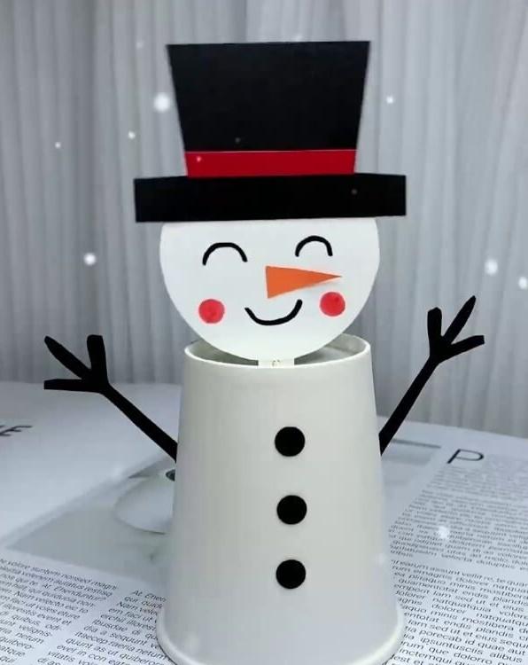 χιονάνθρωπος-από-χάρτινο ποτηράκι-ιδέες- χιονάνθρωπος-από-χάρτινο ποτηράκι-ιδέες-