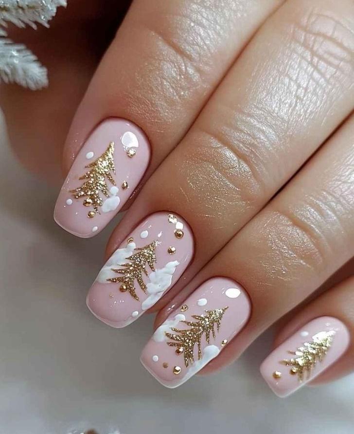 ροζ-νύχια-με-χρυσά γκλίτερ-ιδέες- ροζ-νύχια-με-χρυσά γκλίτερ-ιδέες-
