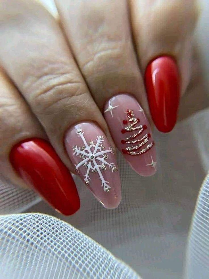 κόκκινα-και-ροζ-νύχια-με-χιονονιφάδες-και-δεντράκια-ιδέες- κόκκινα-και-ροζ-νύχια-με-χιονονιφάδες-και-δεντράκια-ιδέες-