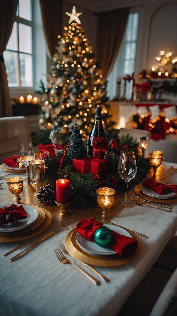 πράσινα-και-κόκκινα-διακοσμητικά-στο-χριστουγεννιάτικο τραπέζι-ιδέες-