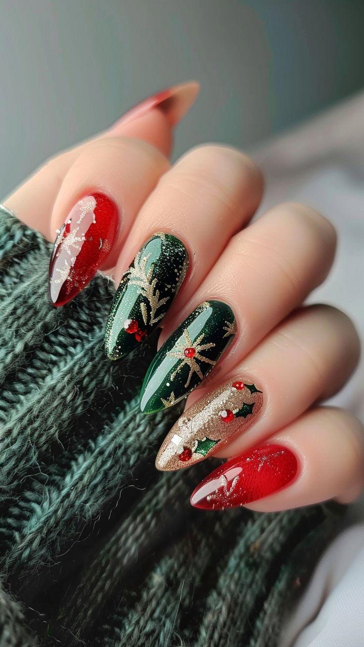 πράσινα-και-κόκκινα νύχια-ιδέες- πράσινα-και-κόκκινα νύχια-ιδέες-