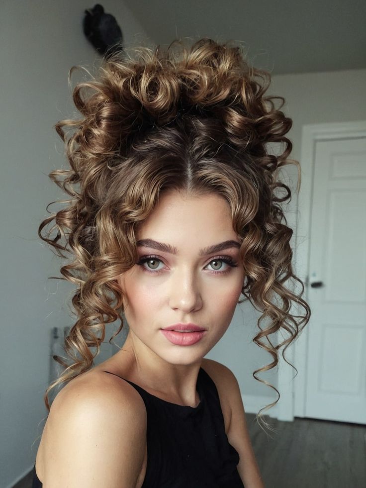 ψηλός-κότσος-με-μπούκλες-ιδέες- ψηλός-κότσος-με-μπούκλες-ιδέες-