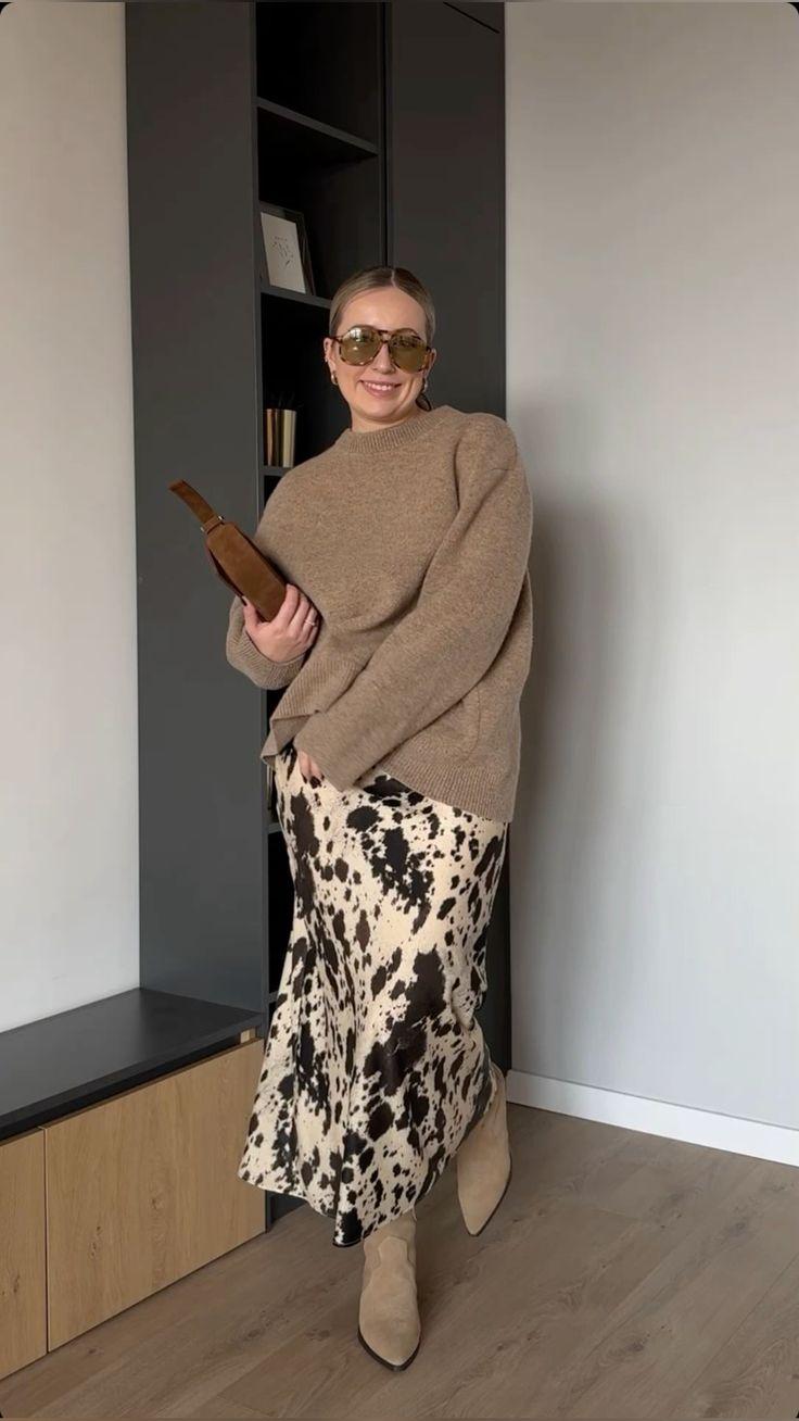 oversized-πουλόβερ-με-μάξι-plus size-φούστα-ιδέες-