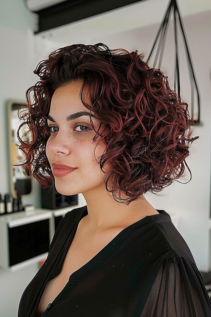 Curly Baroque Bob-με-κόκκινες-ανταύγειες-ιδέες-