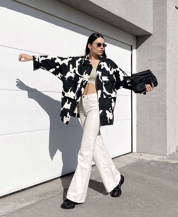 jacket-cow print-σε-casual ντύσιμο-ιδέες-