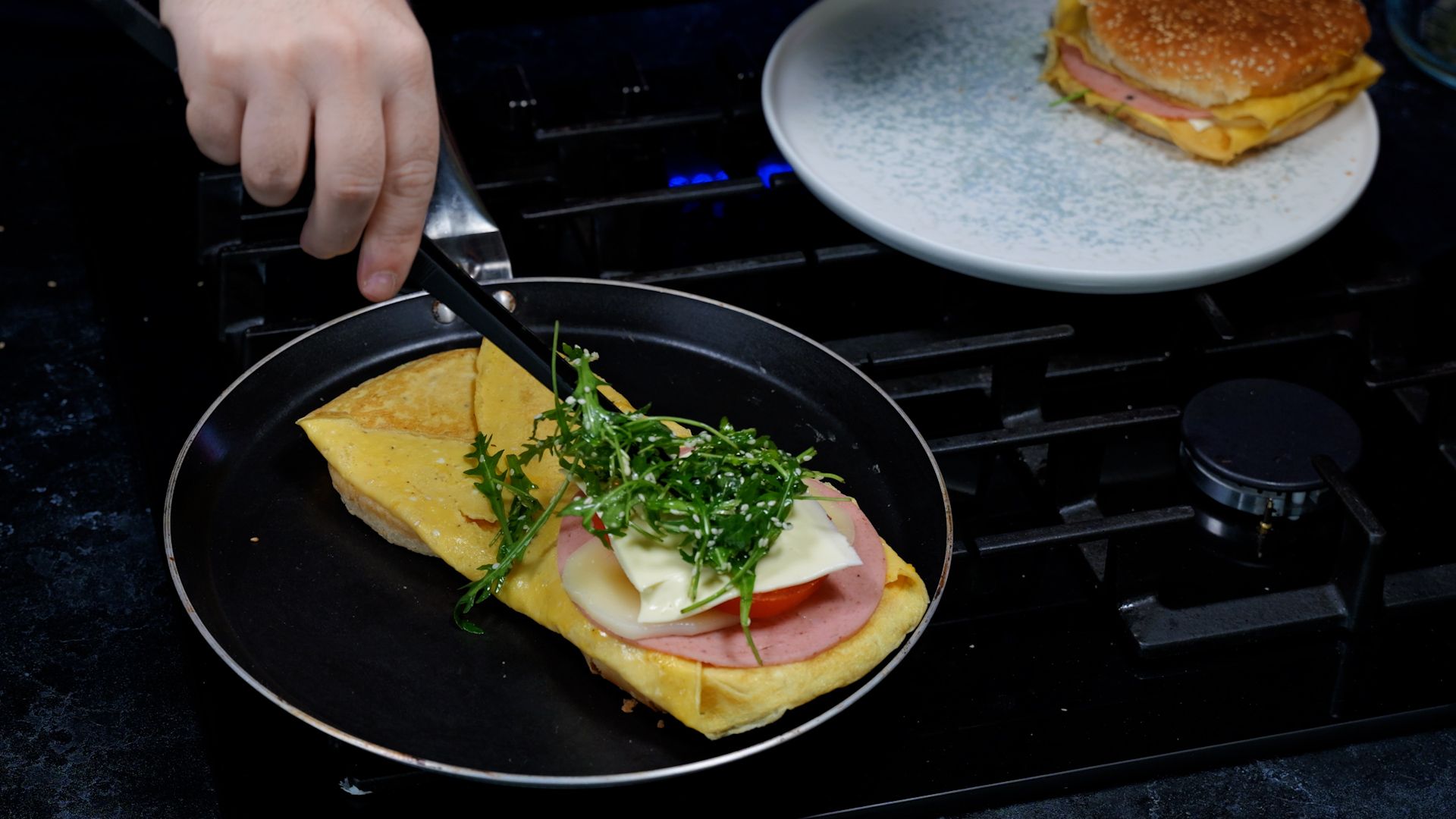 Burger-με ομελέτα-συνταγή- Burger-με ομελέτα-συνταγή-