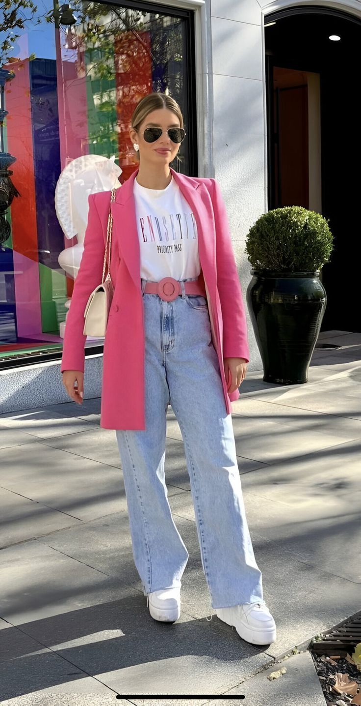 τζιν-παντελόνι-με-ροζ σακάκι-ιδέες-