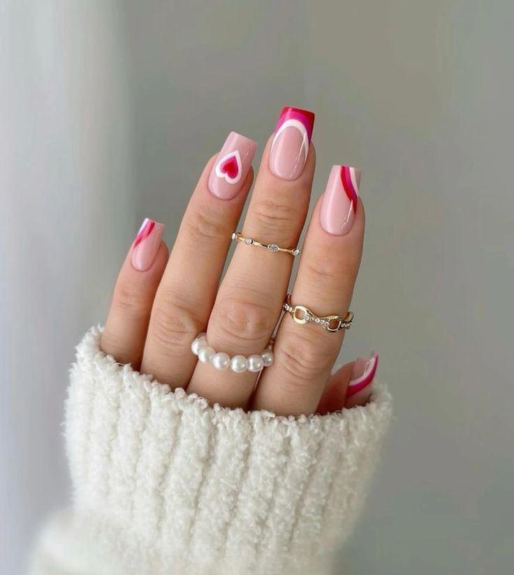 παραλλαγή-γαλλικού μανικιούρ-για-του-Αγίου Βαλεντίνου-ιδέες-