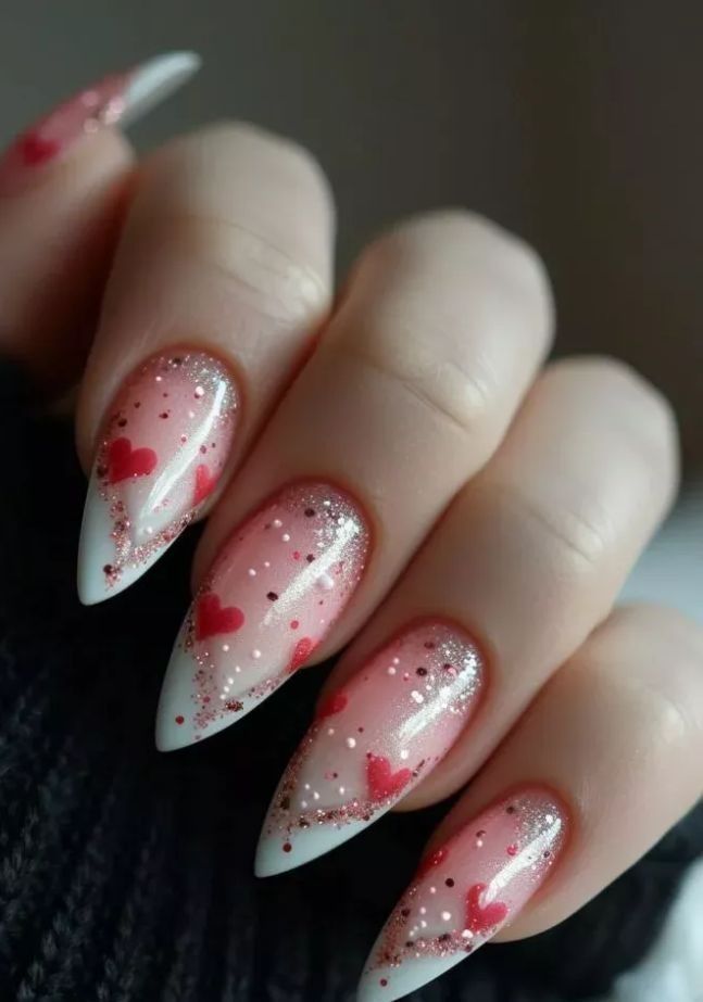 γκλίτερ-και-καρδούλες-στα-νύχια-για-του-Αγίου Βαλεντίνου-ιδέες-