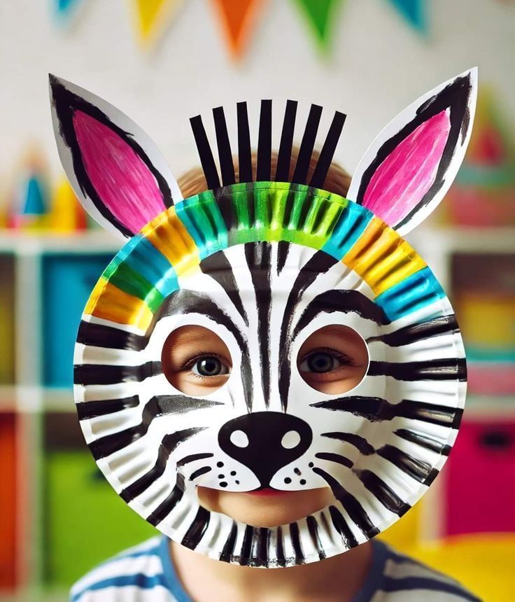 μάσκα-ζέβρα-από-χάρτινο πιάτο-ιδέες-
