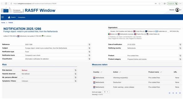 Ανακαλούνται προτηγανισμένες πατάτες – Εντοπίστηκαν μεταλλικά κομμάτια
