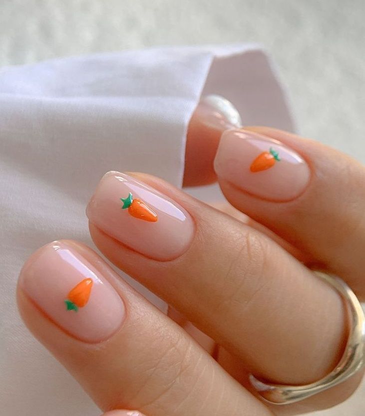 καρότα-πασχαλινά νύχια-τάσεις-Πάσχα 2025-ιδέες-