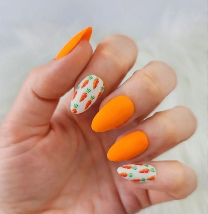 καρότα-πασχαλινά νύχια-τάσεις-Πάσχα 2025-ιδέες-