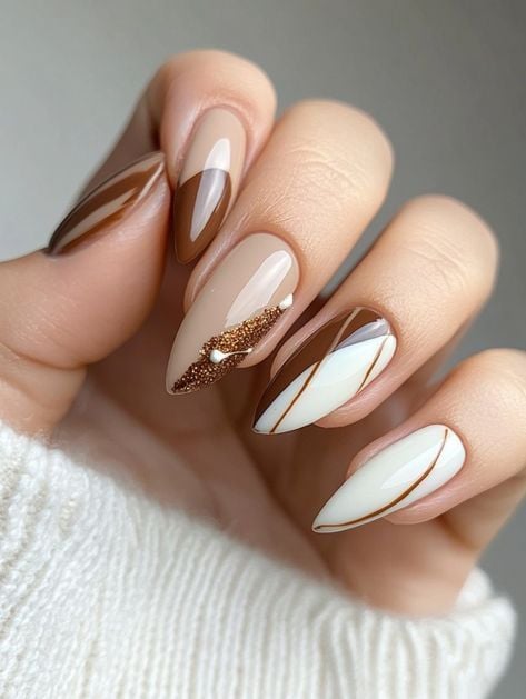 chocolate swirls-πασχαλινά νύχια-τάσεις-Πάσχα 2025-ιδέες-