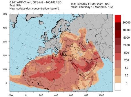 Ο καιρός μέχρι το Σάββατο 15/3 με την αφρικάνικη σκόνη