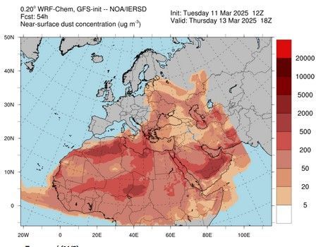Ο καιρός μέχρι το Σάββατο 15/3 με την αφρικάνικη σκόνη