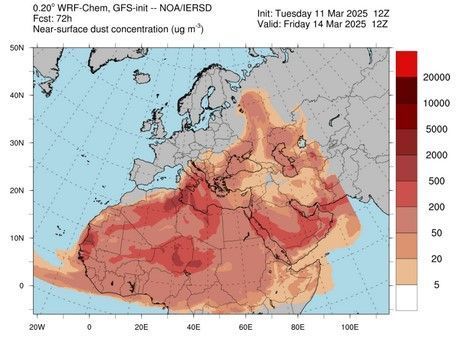 Ο καιρός μέχρι το Σάββατο 15/3 με την αφρικάνικη σκόνη