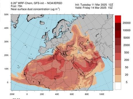 Ο καιρός μέχρι το Σάββατο 15/3 με την αφρικάνικη σκόνη