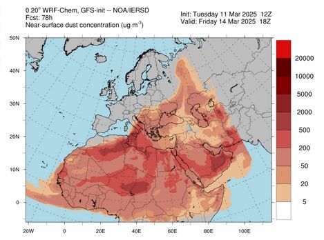 Ο καιρός μέχρι το Σάββατο 15/3 με την αφρικάνικη σκόνη