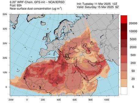Ο καιρός μέχρι το Σάββατο 15/3 με την αφρικάνικη σκόνη