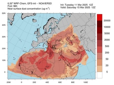 Ο καιρός μέχρι το Σάββατο 15/3 με την αφρικάνικη σκόνη