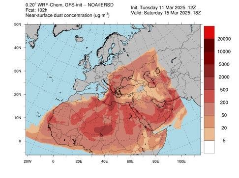 Ο καιρός μέχρι το Σάββατο 15/3 με την αφρικάνικη σκόνη