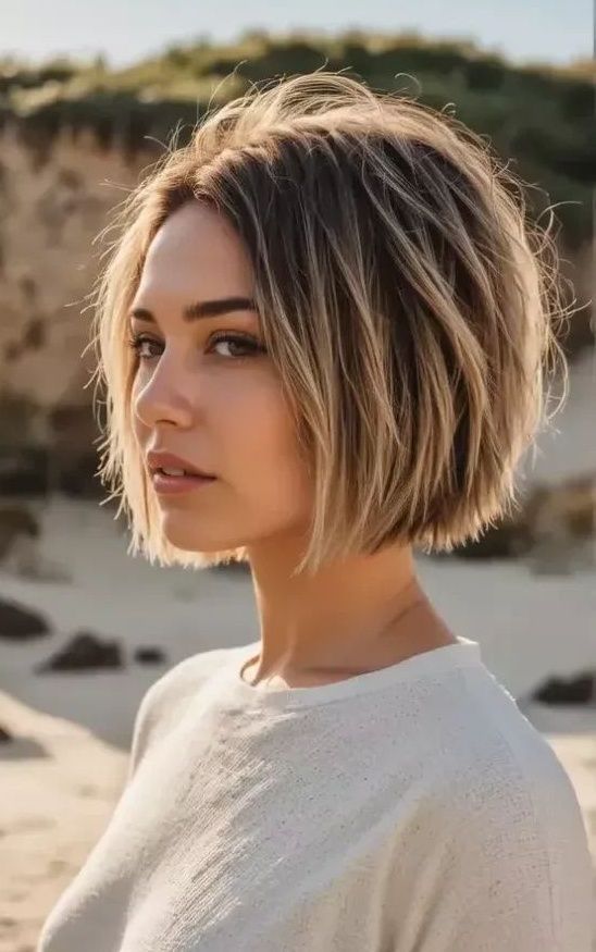 Chin-Length Bob-σε-με-ξανθές ανταύγειες-ιδέες-